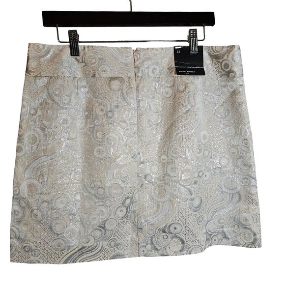 VTG Banana Republic Metallic 12 Mini Skirt Brocade Art core Holiday Glam - Picture 5 of 16